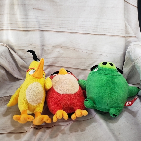 Angry Birds Movie Chuck Red Pig Plush Stuffed Toys Rovio 2019 Set Of 3 - Picture 6 of 14